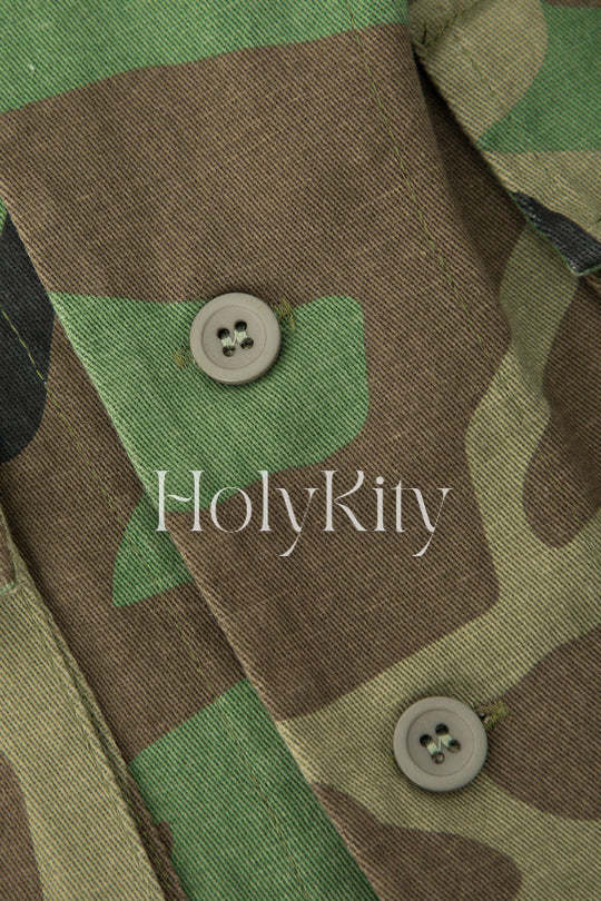 Camo Print Asymmetric Sleeveless Shirt