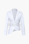 Asymmetrical Hem Pleated Shirt