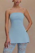 Anette Bandage Knit Strapless Stretch A-line Midi Top