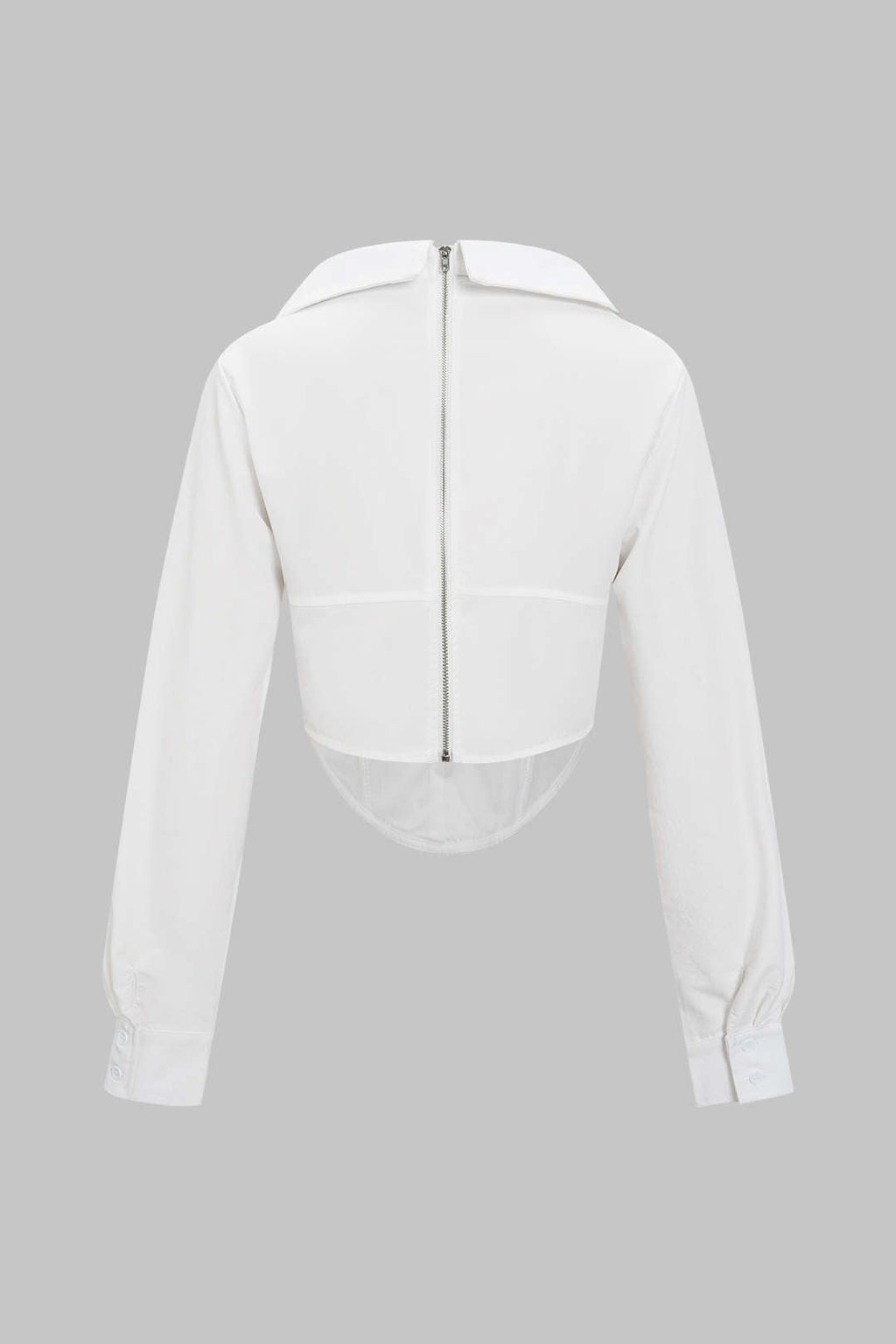 Deep V-neck Cut Out Corset Long-Sleeve Shirt