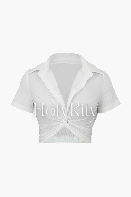Twist Detail Cropped Shirt