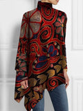 sheenchic Turtleneck Allover Floral Print Asymmetrical Hem Top
