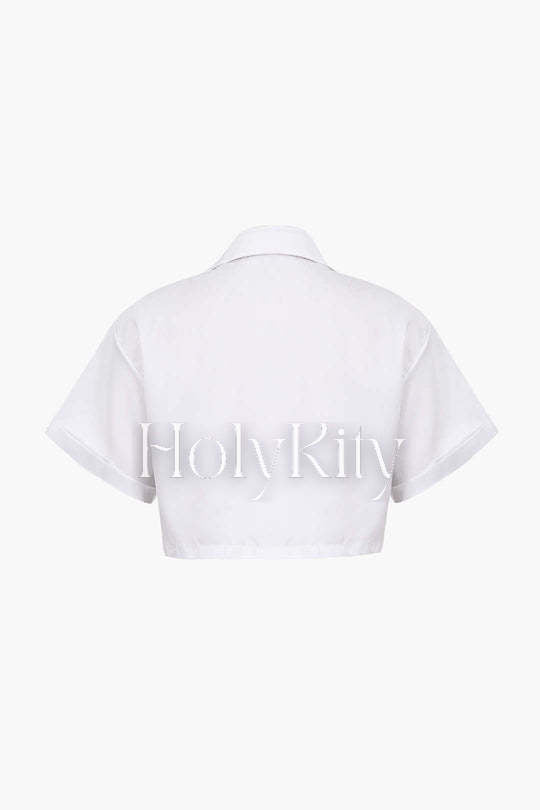 Flap Pocket Twist Hem Shirt