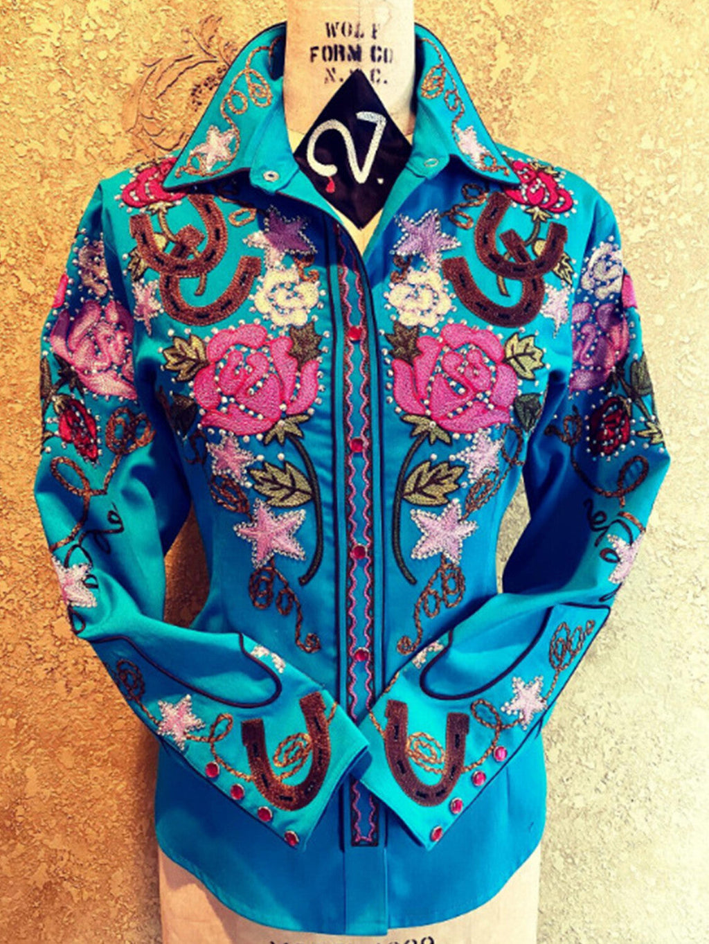 Western Floral Plant Print Lapel Collar Button Blouse