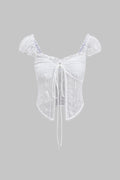 Tie-Up Short Sleeve Lace Shirts