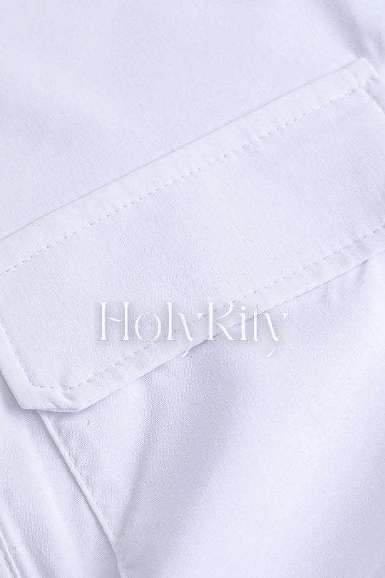 Flap Pocket Twist Hem Shirt