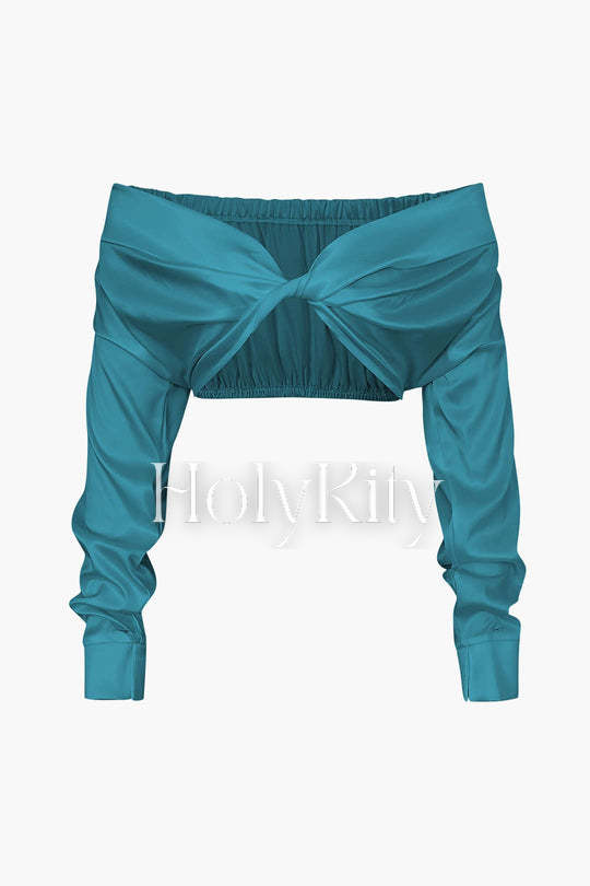 Off The Shoulder Twist Crop Blouse