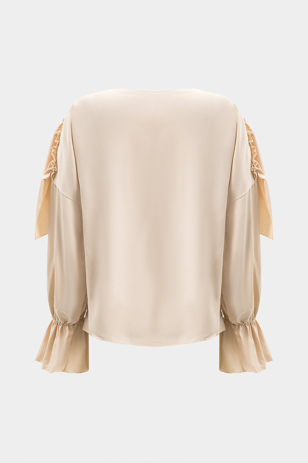 Ruched Ruffle Long-Sleeve Shirt