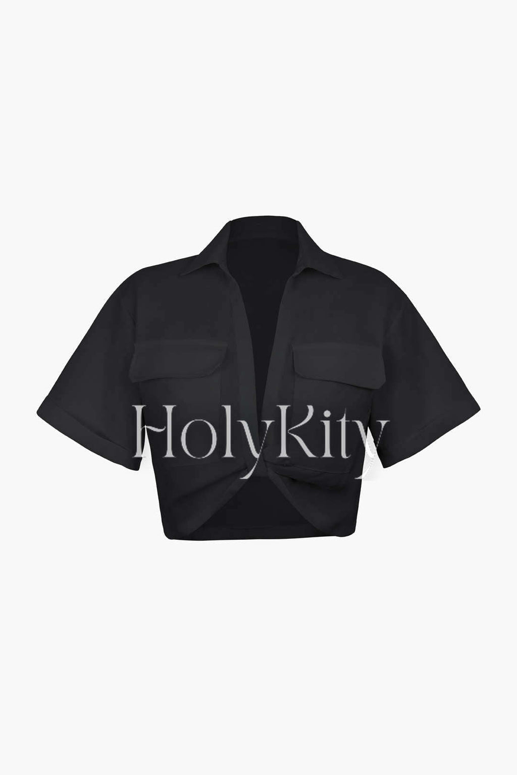 Flap Pocket Twist Hem Shirt