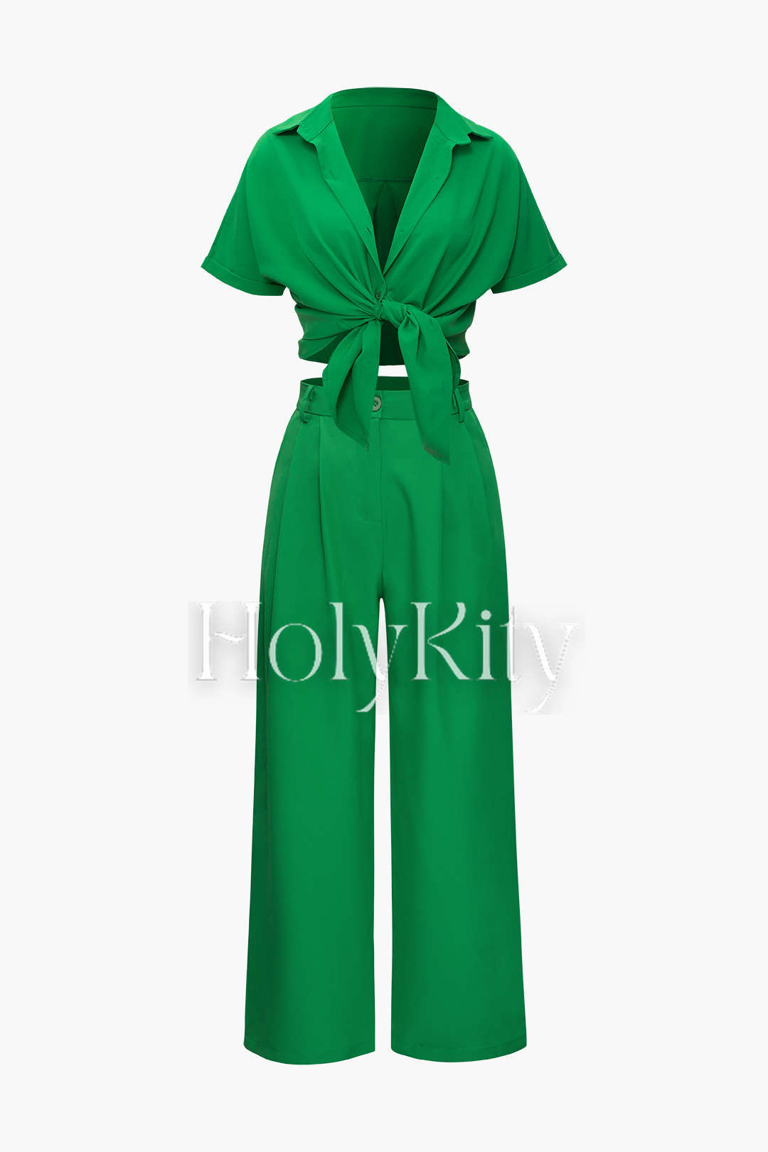 Rolled Cuff Shirt And Suit Pants Set