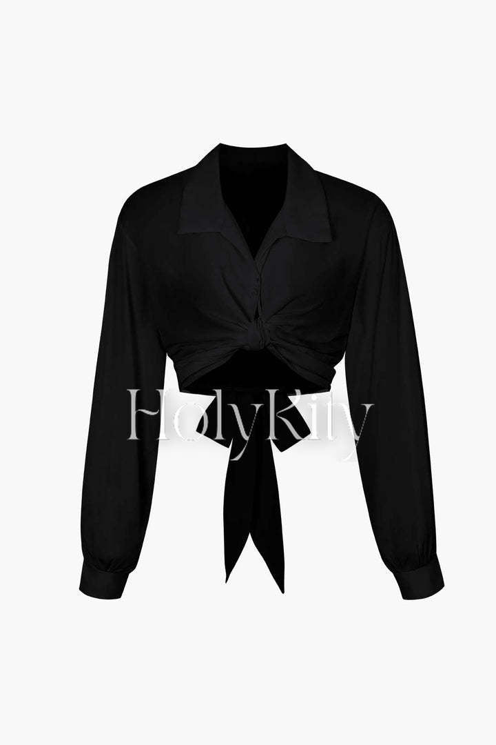 Bow Tie Waist Blouse