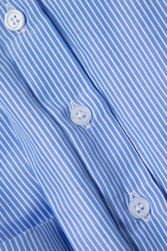 Oversized Pinstripe Rolled Cuff Crop Shirt