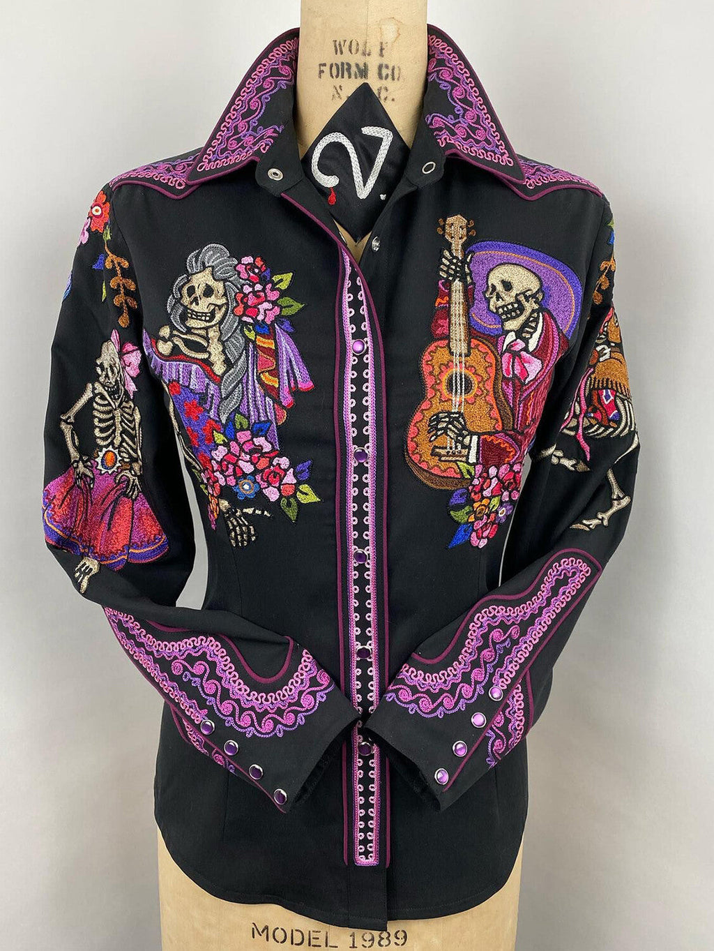 Western Floral Plant Print Lapel Collar Button Blouse