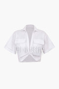 Flap Pocket Twist Hem Shirt