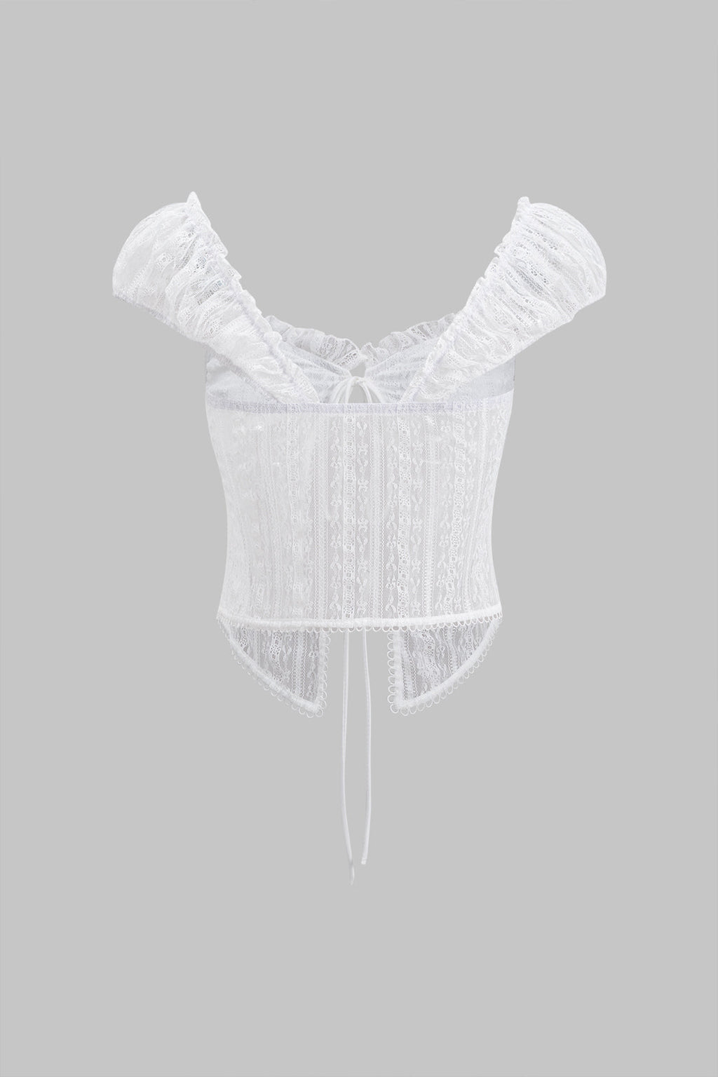 Tie-Up Short Sleeve Lace Shirts